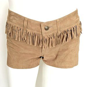 Robin's Jean Rare Low Rise Tan Suede Fringe Shorts